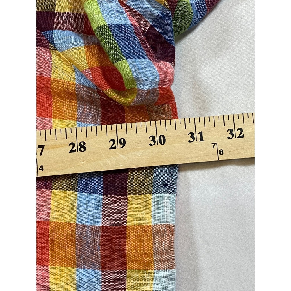 INSERCH 100% Linen Plaid Button Down Shirt Big Tall Size 4XL - Picture 8 of 8